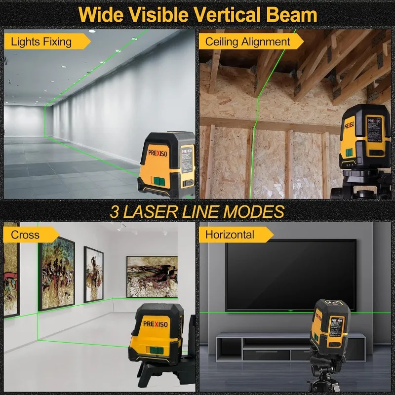 100Ft Rechargeable Dual Modules Line Laser, Self Leveling Wide Angle Cross Leveler Tool for Construction,