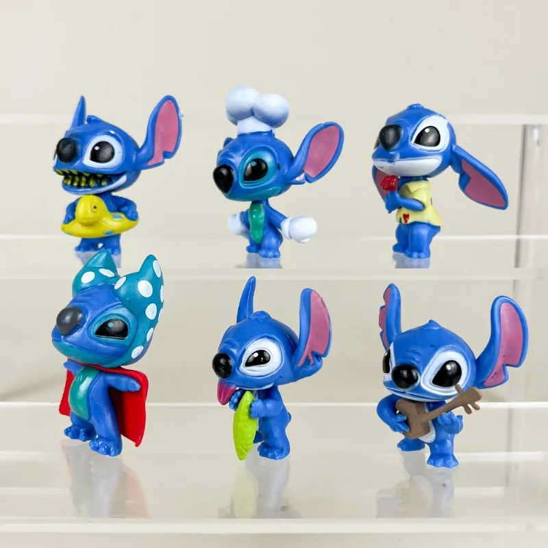 Disney Anime Hot toys 10-piece set Stitch Doll cake desktop Decoration Pendant Action Figure Collectible Model Toy Figures gifts