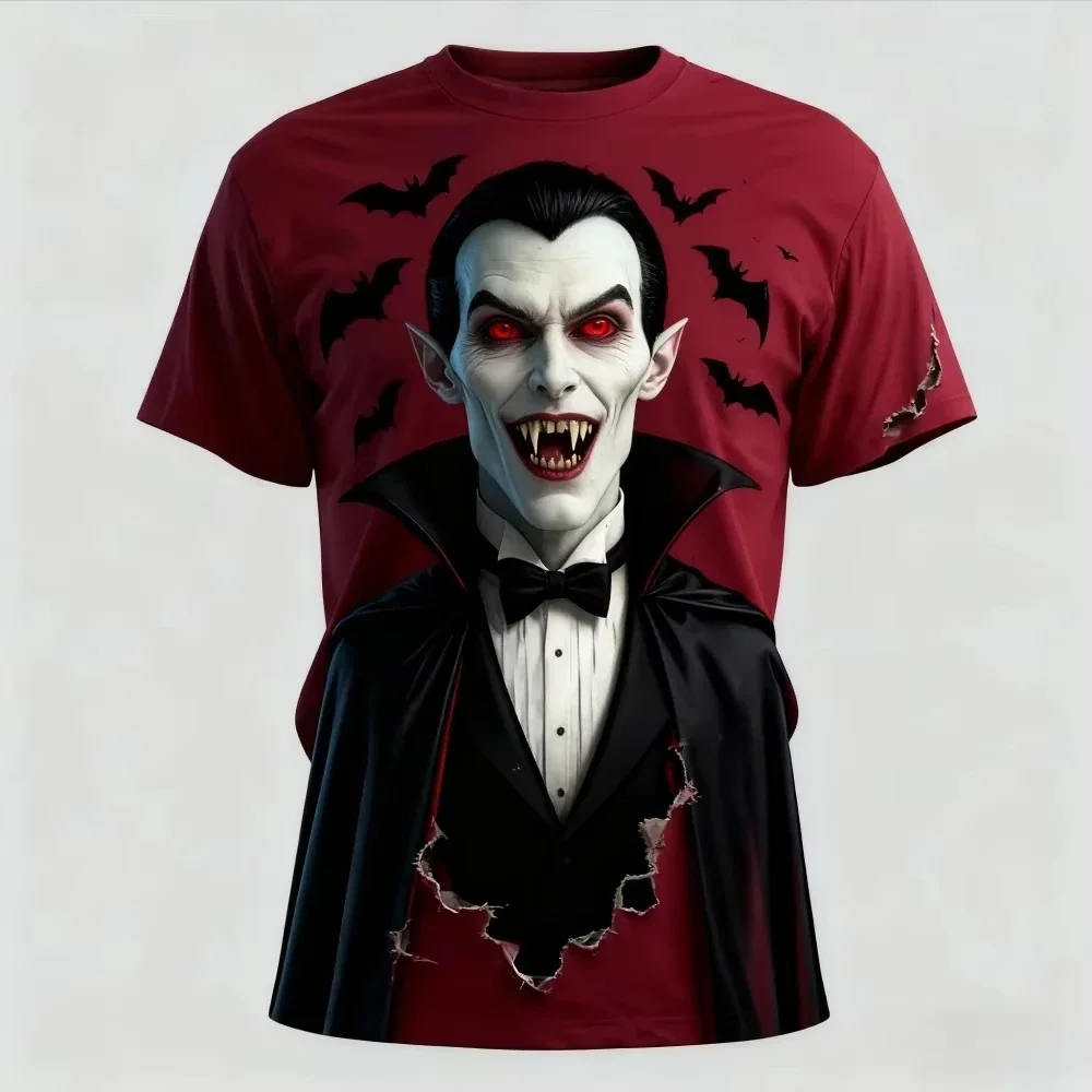 Horror Zombie 3D Print T Shirt For Men Fashion Halloween Dress Up Short Sleeve Street Trend Oversize Tee Tops