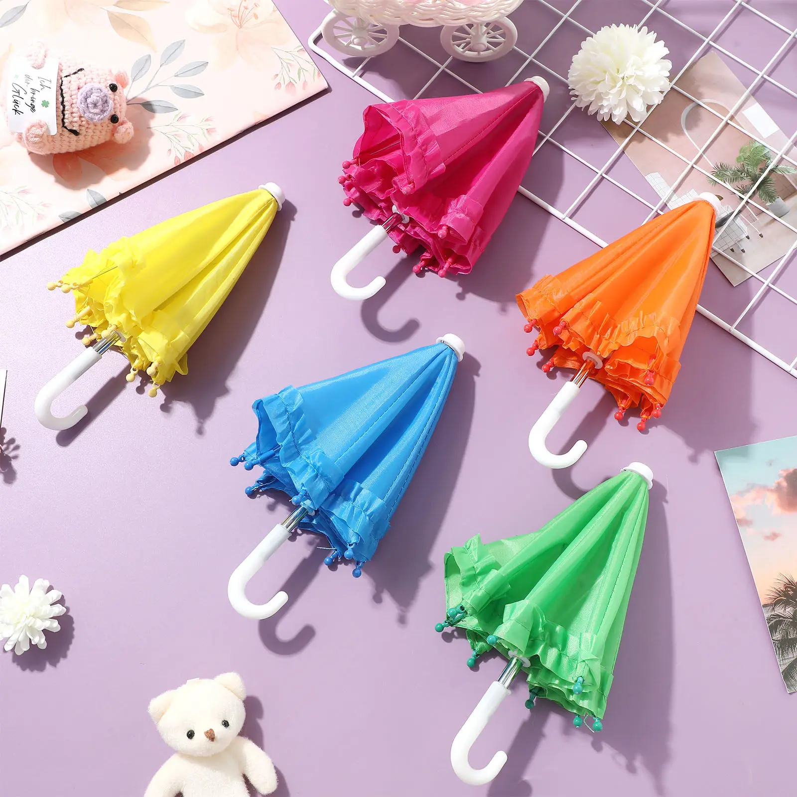 

5 шт. миниатюрных зонтов для детских игр, аксессуары для миниатюрного домика, украшение для миниатюрного дома, реквизит для фотосессий, миниатюрная мебель