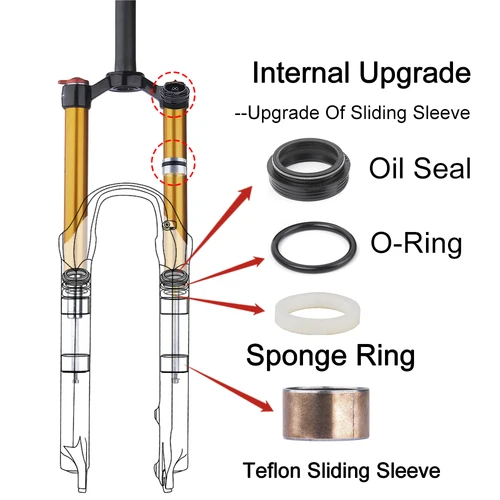 Imagen 2 del producto Bolany-horquilla delantera mejorada para bicicleta de montaña, horquilla de aire de 32mm, supensión de aire para bicicleta de montaña de 27,5/29 pulgadas, aleación de magnesio de viaje de 120mm