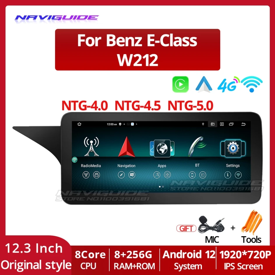 

NAVIGUIDE 8 Core Android System Car GPS Navi Screen For Mercedes W212 2009-2016 8+128GB BT Carplay IPS Screen Multimedia Player