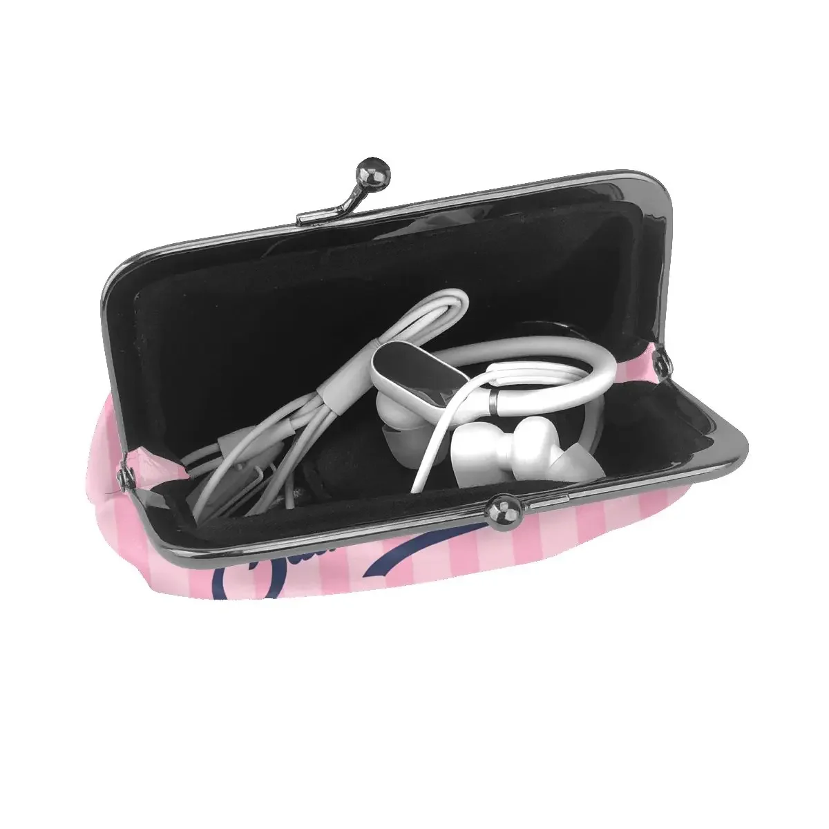 S-Saint B-Barth PU lederen Kiss Lock-portemonnee voor dames. Houdt uw lippenstift, kleine cosmetica, sleutels en sommige munten