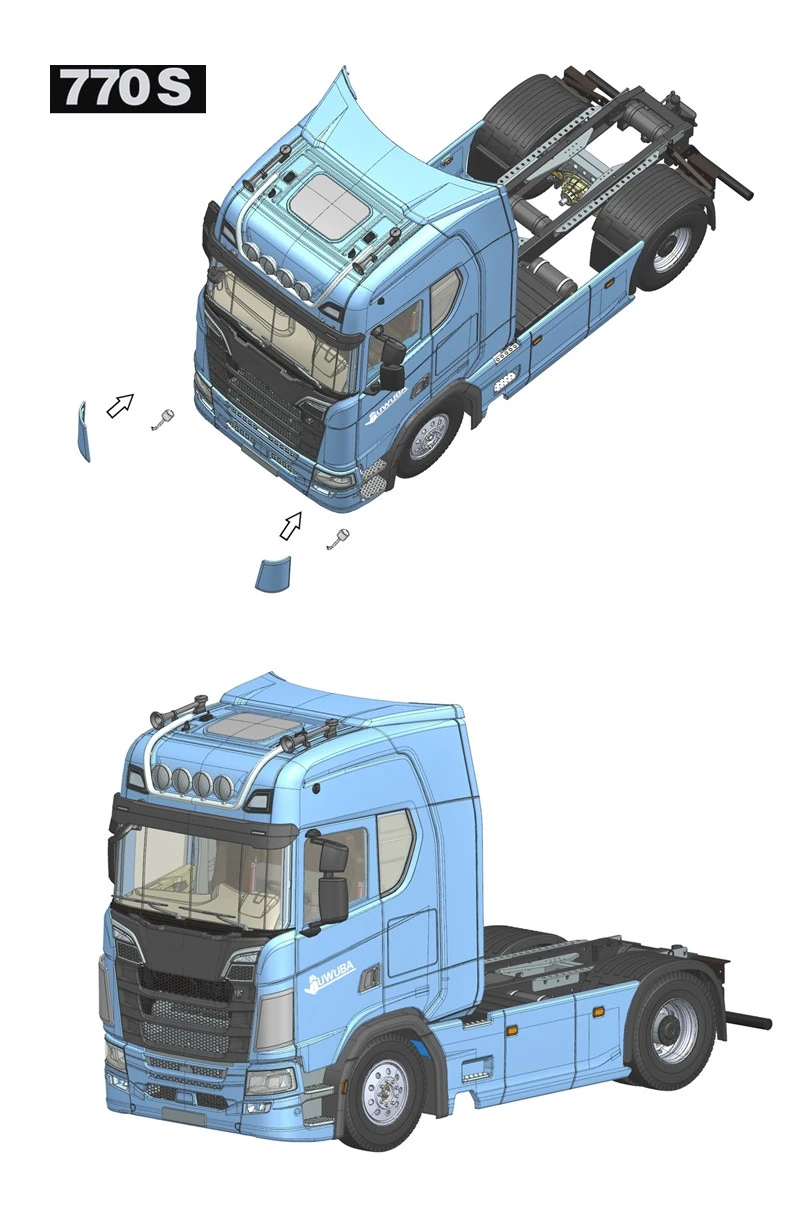 770S ABS Kunststoff Frontspoiler Seite Lufthaube Modell für 1/14 Tamiya RC SCANIA 770S 6×4 56368 Muldenkipper Kipper Anhänger Spielzeug Teile – Detail 7