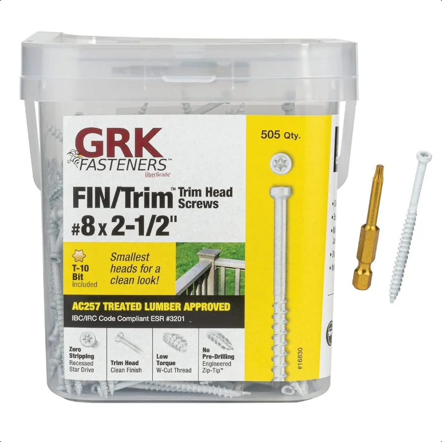 

GRK 8 x 21 2 White 16830 FIN Finishing Trim Head Screws 505 Count