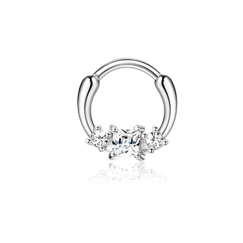 Stainless Steel Opal Septum Clicker Ring