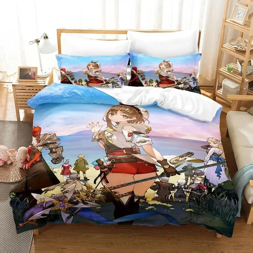 

Anime Atelier Ryza Bedding Set Duvet Cover Bed Set Quilt Cover Pillowcase Comforter king Queen Size Boys Adult Bedding Set