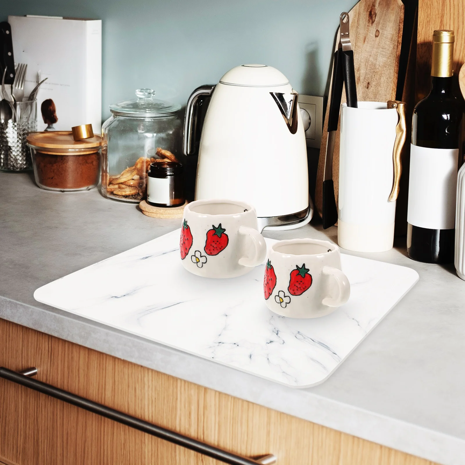 

Kitchen Dish Drying Mat Reusable Water Absorbent Heat Resistant Drying Pad Anti-Slip Cushion for Home Countertop Use