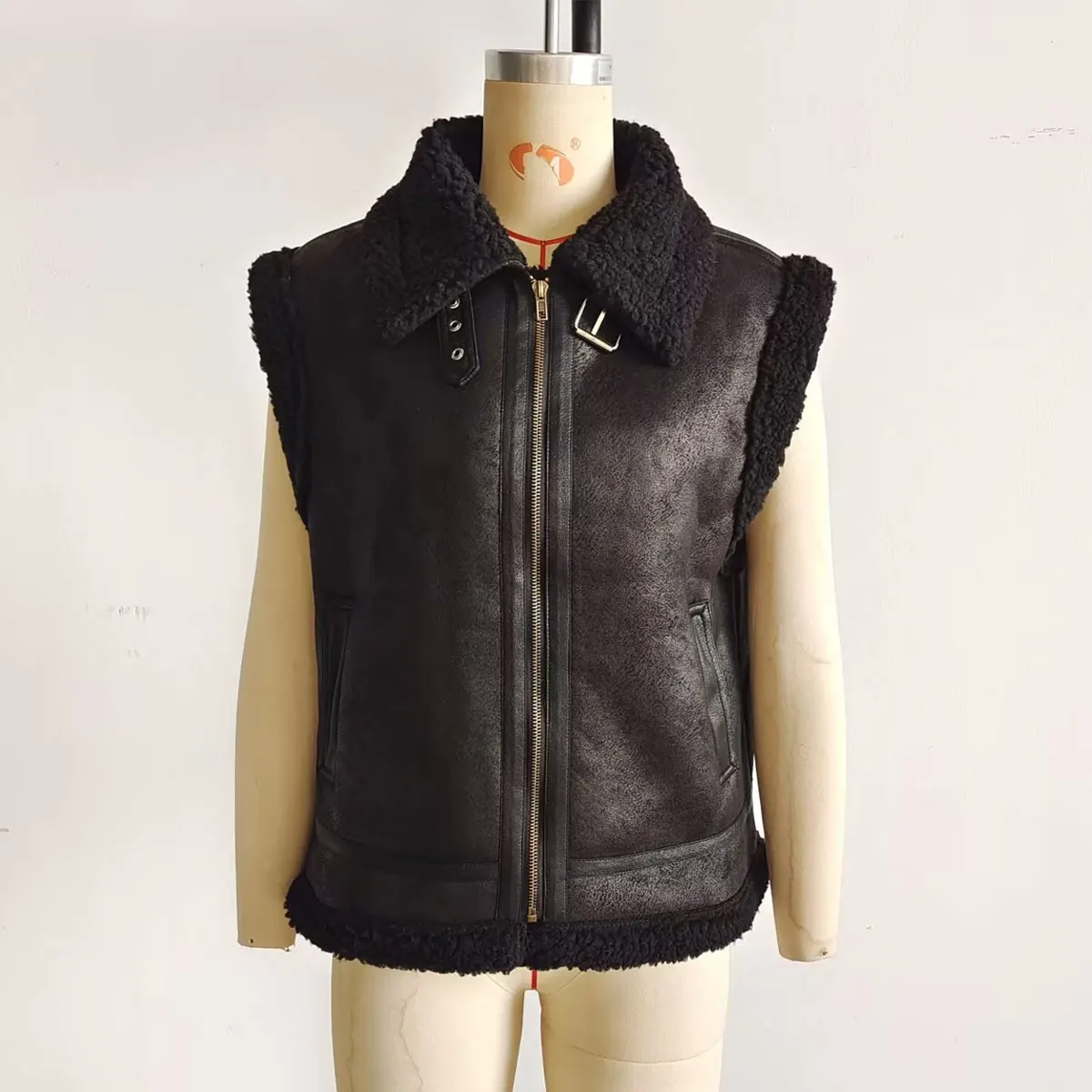 

HH женский осенний уличный модный однотонный кожаный жилет с меховым жилетом без рукавов с лацканами и карманами, жилет на молнии, винтажная куртка для путешествий