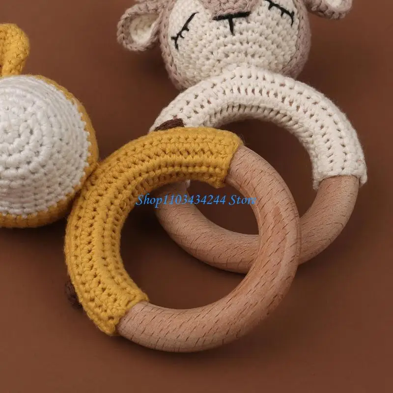 G2TC Anneau en bois des animaux en tricot façonner bébé