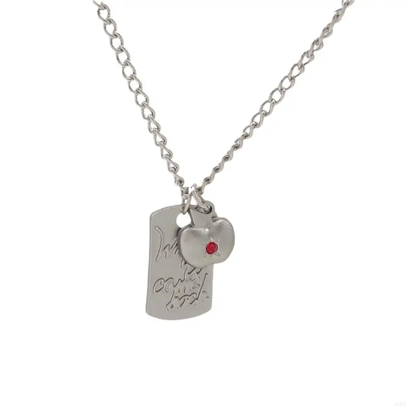 Trendy Square Pendant Necklace Cartoon Character Caleb Neck Chain with Crystal Detailing for Work and Social Gathering