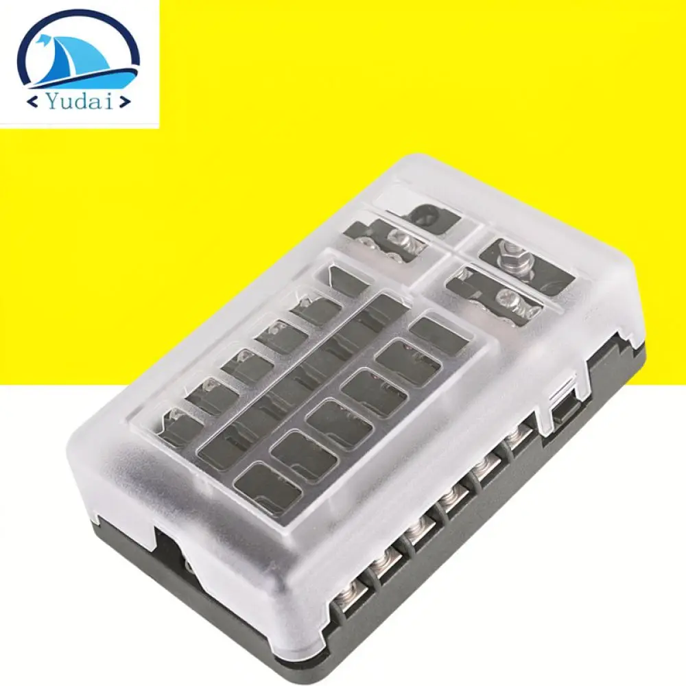 12 Circuit Fuse Block For Yudai Boat Marine Rv Car Fuse Holder With Bus Bar Electrical Power Distribution Connector