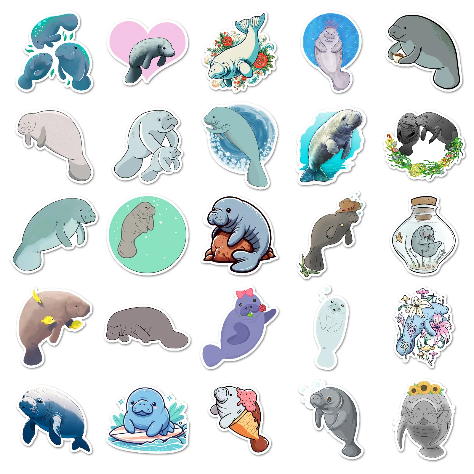 10/30/50PCS Cartoon Walrus Graffiti Sticker Cute Marine Animal Graffiti custodia decorativa per telefono bagagli chitarra decalcomania impermeabile