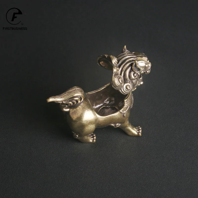 Vintage Copper Design Tibetan Style Mini Bronze Kirin Incense Burner Censer Craft Home Decors Living Yoga Kung Fu Room Ornaments