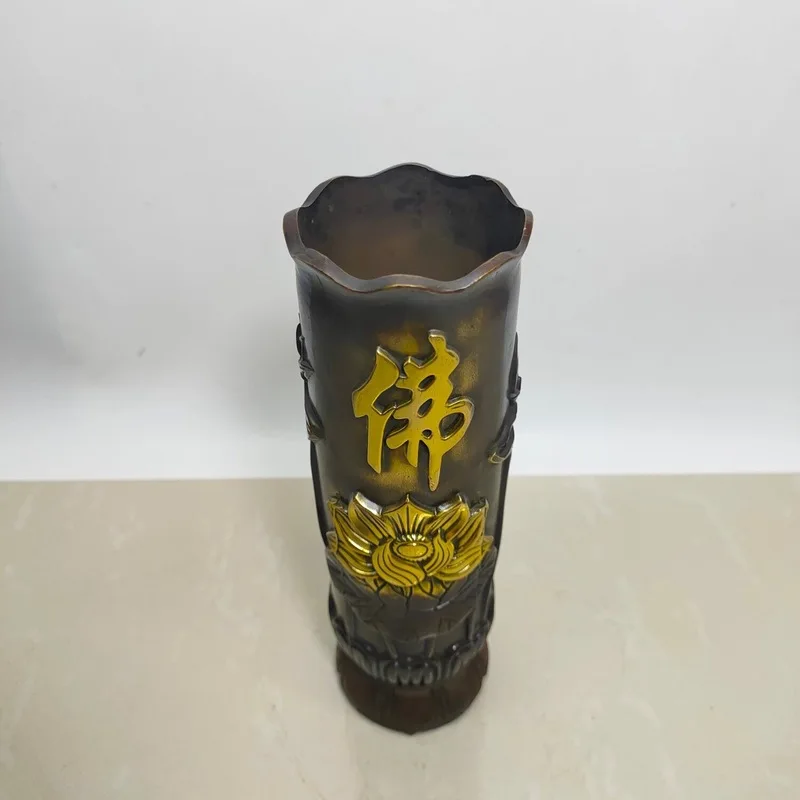 Gilt copper tube, antique copperware, miscellaneous collectibles, incense burner, home decoration, handicrafts
