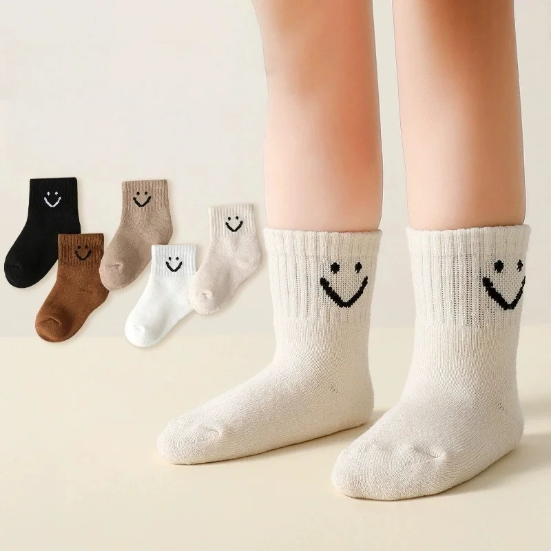

5 пар детских носков, однотонные однотонные мягкие и удобные белые, черные носки до середины икры с героями мультфильмов для повседневной носки