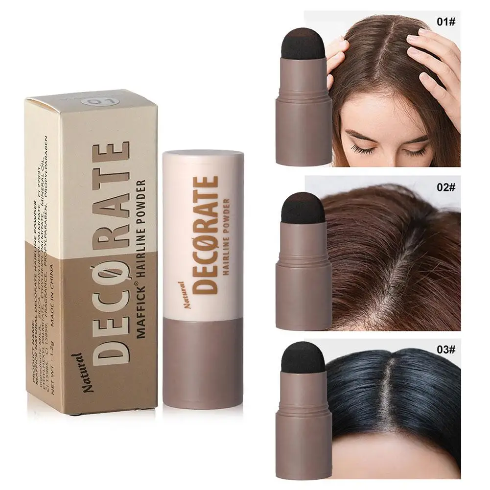 Craie naturelle anti-transpiration pour cheveux, noir, marron, correcteur, racine, couverture, délié, moelleux, ombre, poudre, imperméable