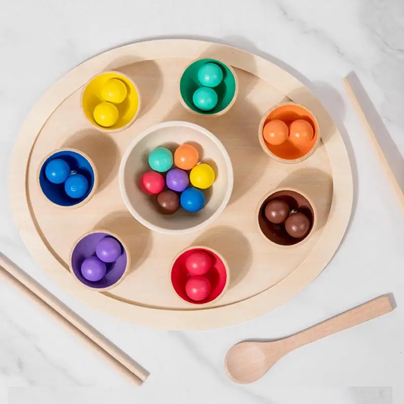 Giocattoli di classificazione dei colori per bambini palline di legno giocattolo abbinato per bambini giocattolo di apprendimento multiuso per viaggi all'aperto e