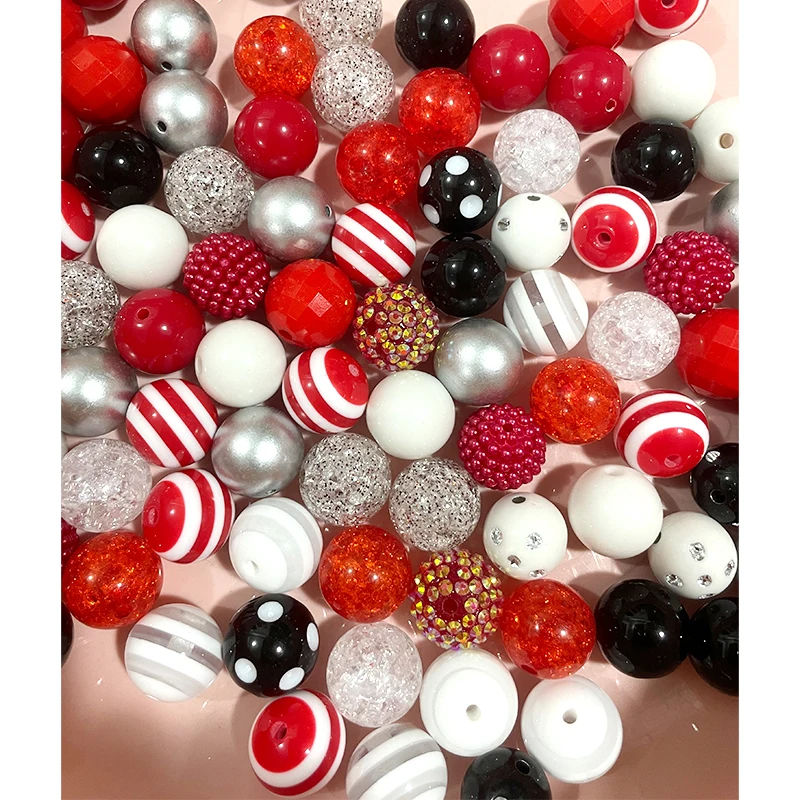 50pcs/Bag Acrylic Bubblegum 20mm Round Beads Straight Hole Beaded Pen Material DIY Jewelry Accessories