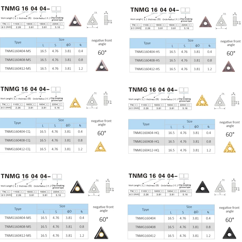 Imagem -04 - Hengxin-ferramentas de Torneamento Externas Inserções de Carboneto de Tungstênio Cnc Lathe Cutter Tnmg160404 Tnmg160408 Tnmg160412