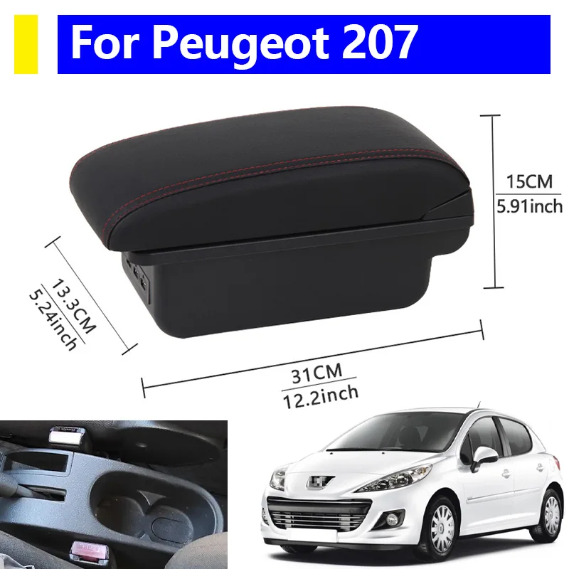 

For peugeot 207 armrest box For peugeot 207CC Car Armrest box Central Storage box Interior Dedicated Retrofit Car Accessories