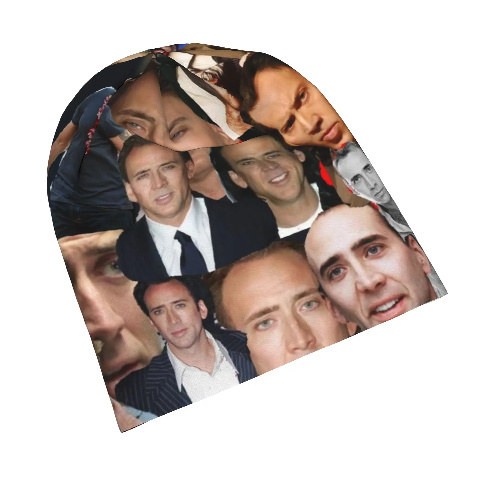 Nicolas Cage Face Collage Beanie Cap for Men Women Streetwear  Beanies Hat for Sleeping