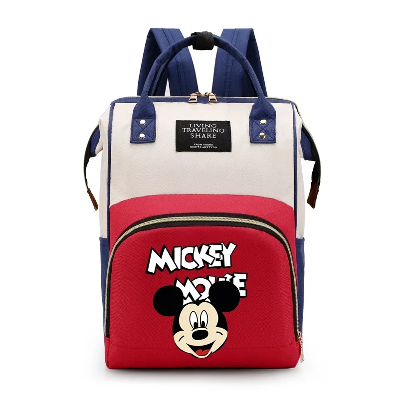 Disney Mickey Minnie Mommy Bag Milk Storage Handheld Canvas Color Matching Backpack Women Bag Baby Mom Bottle Bag Large Capacity