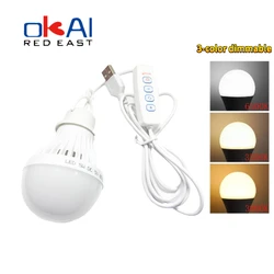 DC5V Led kamp ışık 5W Usb acil ampul 3-color dim asılı çadır ışığı barbekü balıkçılık onarım açık ekipman