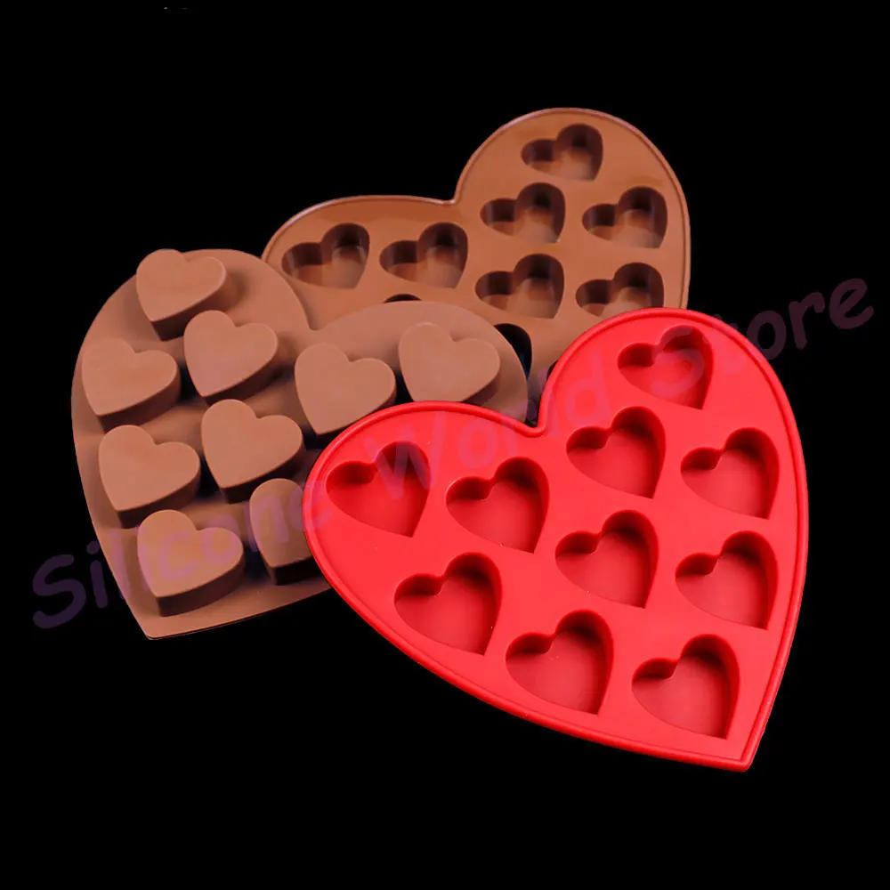 Silicone World Heart Shaped Silicone Ice Grid Molds DIY Ice Making Tray Ice Cube Mold Ice Box Love Chocolate Baking Mold