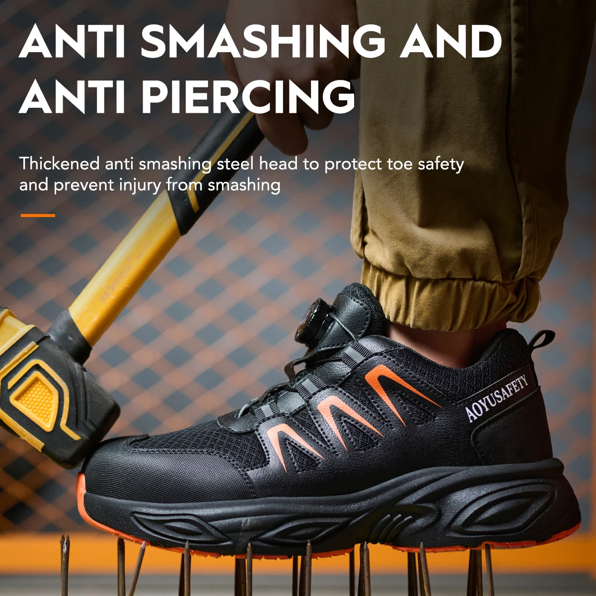 

AOYUHigh Top Safety Shoes Men Steel Toe Work Shoes Men Women Work Safety Boots Anti Smash Safety Indestructible Work Boot Thable