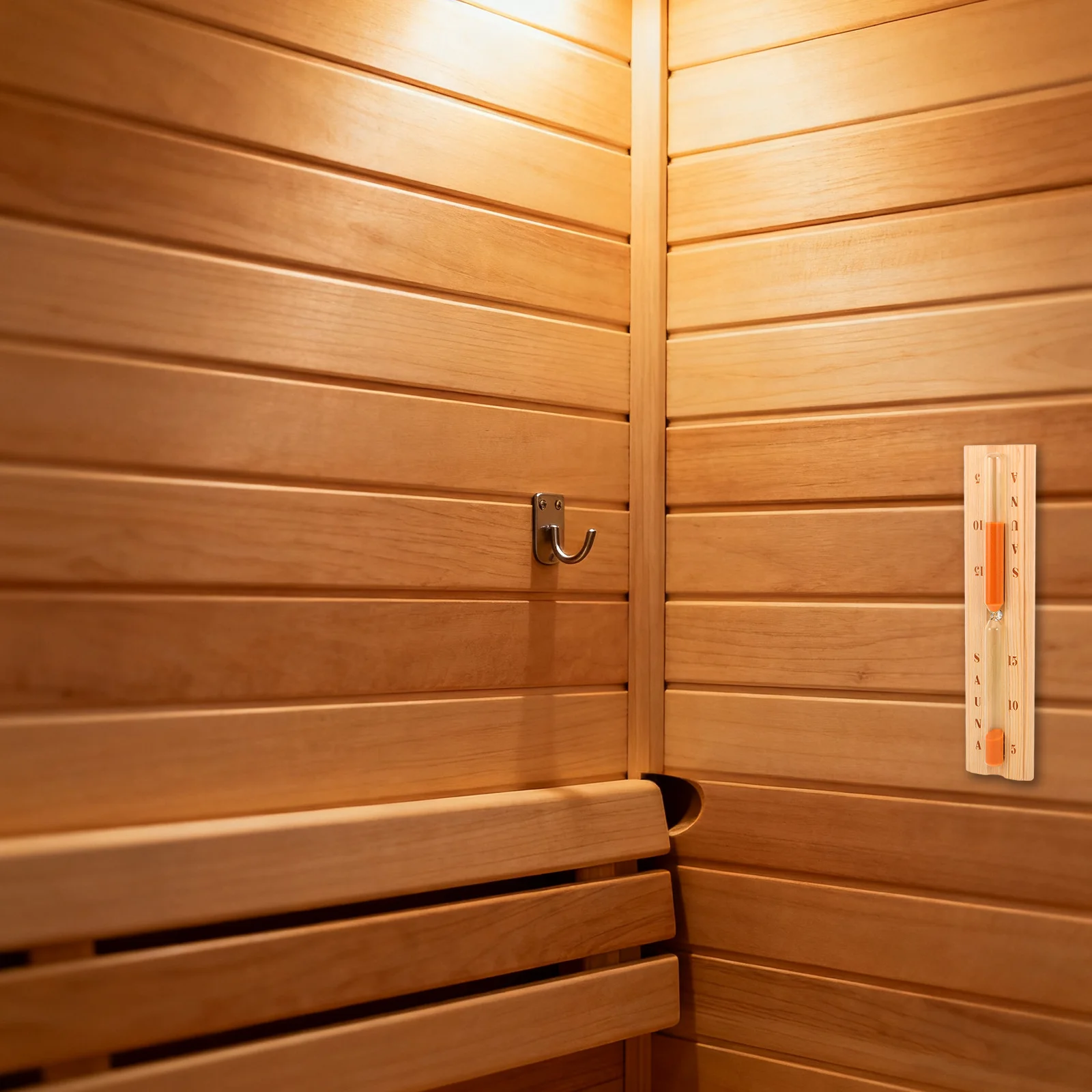 

15-Minute Sauna Hourglass Timer Wooden Wall Mounted Sand Clock For Steam Room Spa Bathhouse, Rotating Glass Sand Timer Sauna
