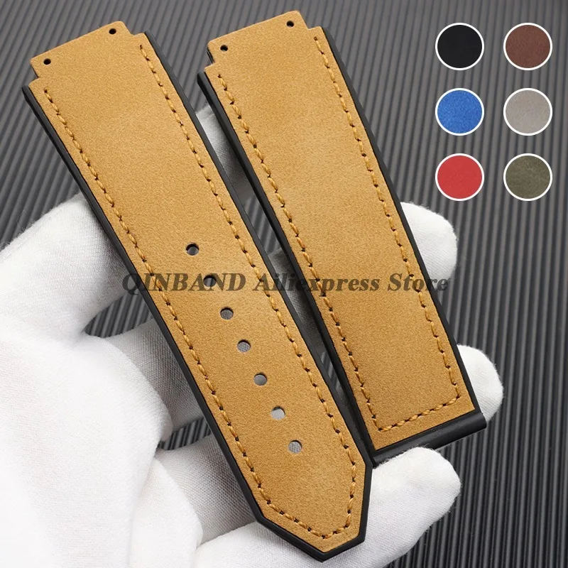 for Hublot BIG BANG Classic Fashion Matte Leather Strap Fashion Men's 19mmX26mm Soft Rubber Watchband Men's Sport Bracelet Belts