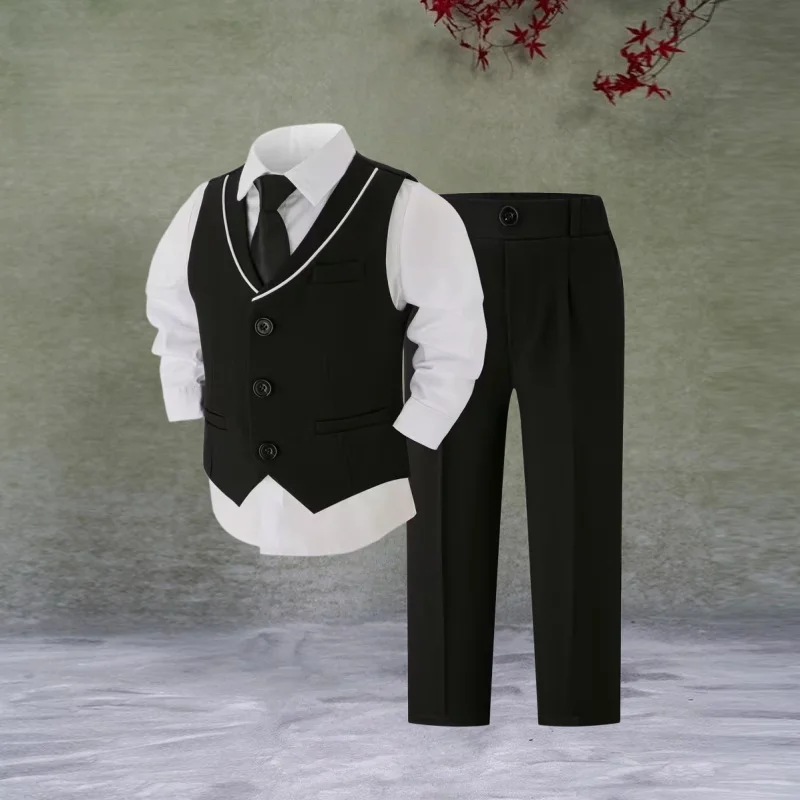 Formelles Anzugset für Jungen für Hochzeiten, Geburtstagsfeiern, Fotografie-Outfits, Kinder-Kostüm für Klavieraufführungen