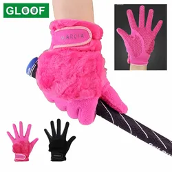 1Pair Women Winter Golf Gloves for Left Right Hand Anti-slip Artificial Rabbit Fur Warmth