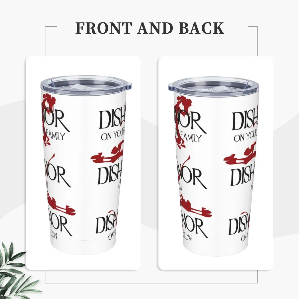 Stainless Steel Tumbler Mulan Mushu Coffee Mug Dishonor On You Portable Cold and Hot Car Mugs Travel Custom Water Bottle