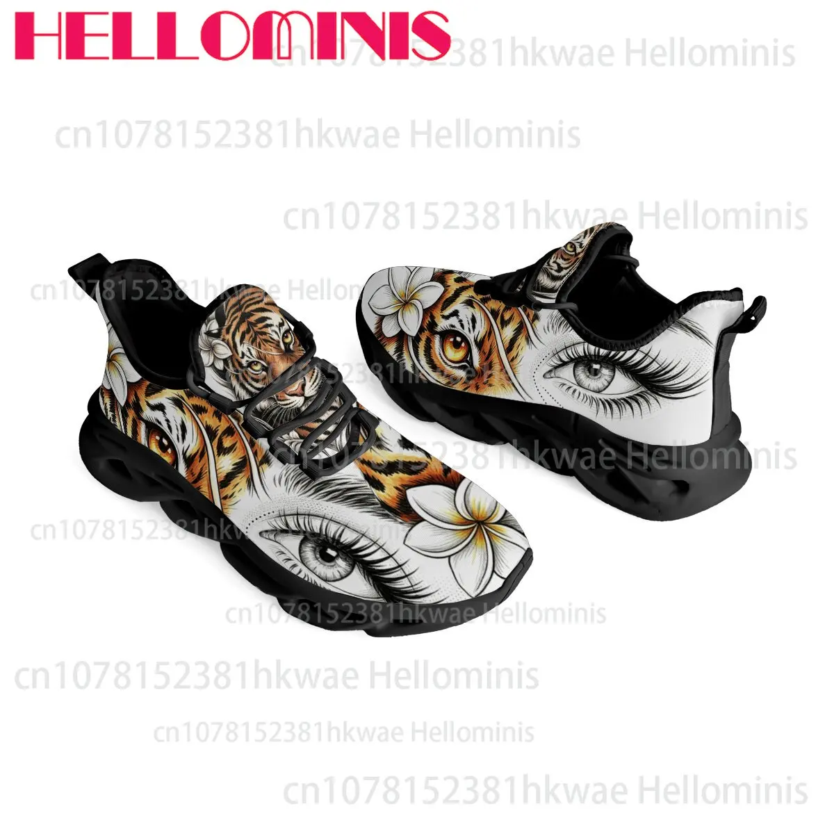 Tiger Eye Art Print Unisex Adult Blade Sneakers Hollow Wave Sole Breathable Mesh Fashion Street Casual Walking Footwear