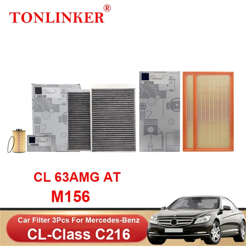 TONLINKER Cabin Air Filter Oil Filter For Mercedes Benz CL-Class CL216 2006-2014 CL500 CL600 CL63AMG CL65AMG AT Car Accessories