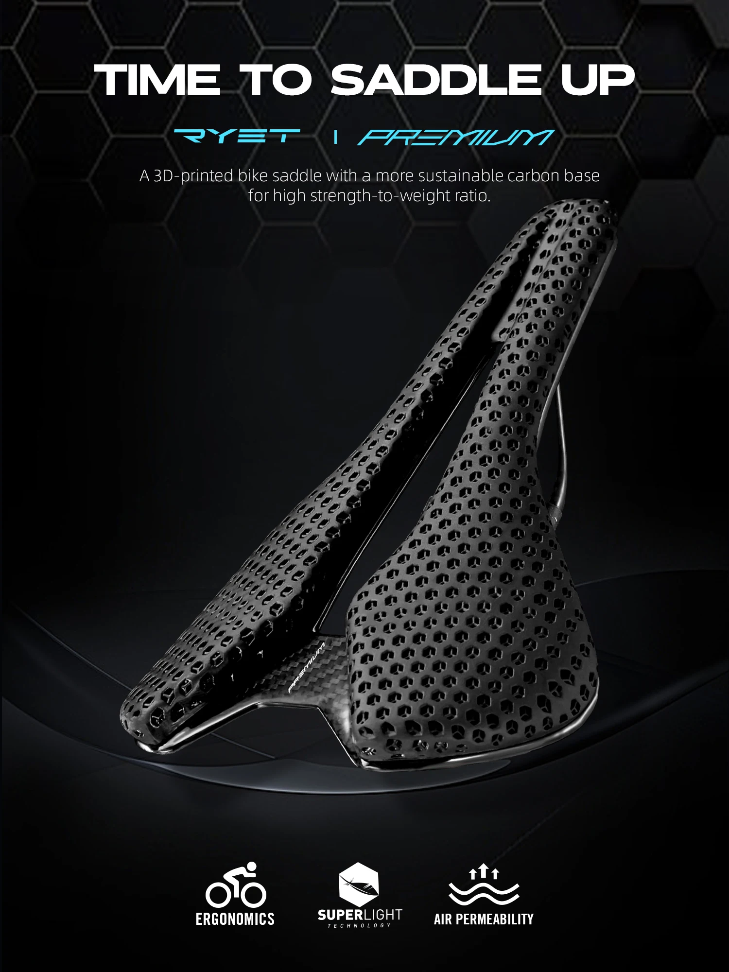 AliExpress RYET Carbon 3D-printed Ultralight Bike Saddle For Men Women Triathlon Road MTB Mountain Gravel Cycling Cushion Bicycle Parts
