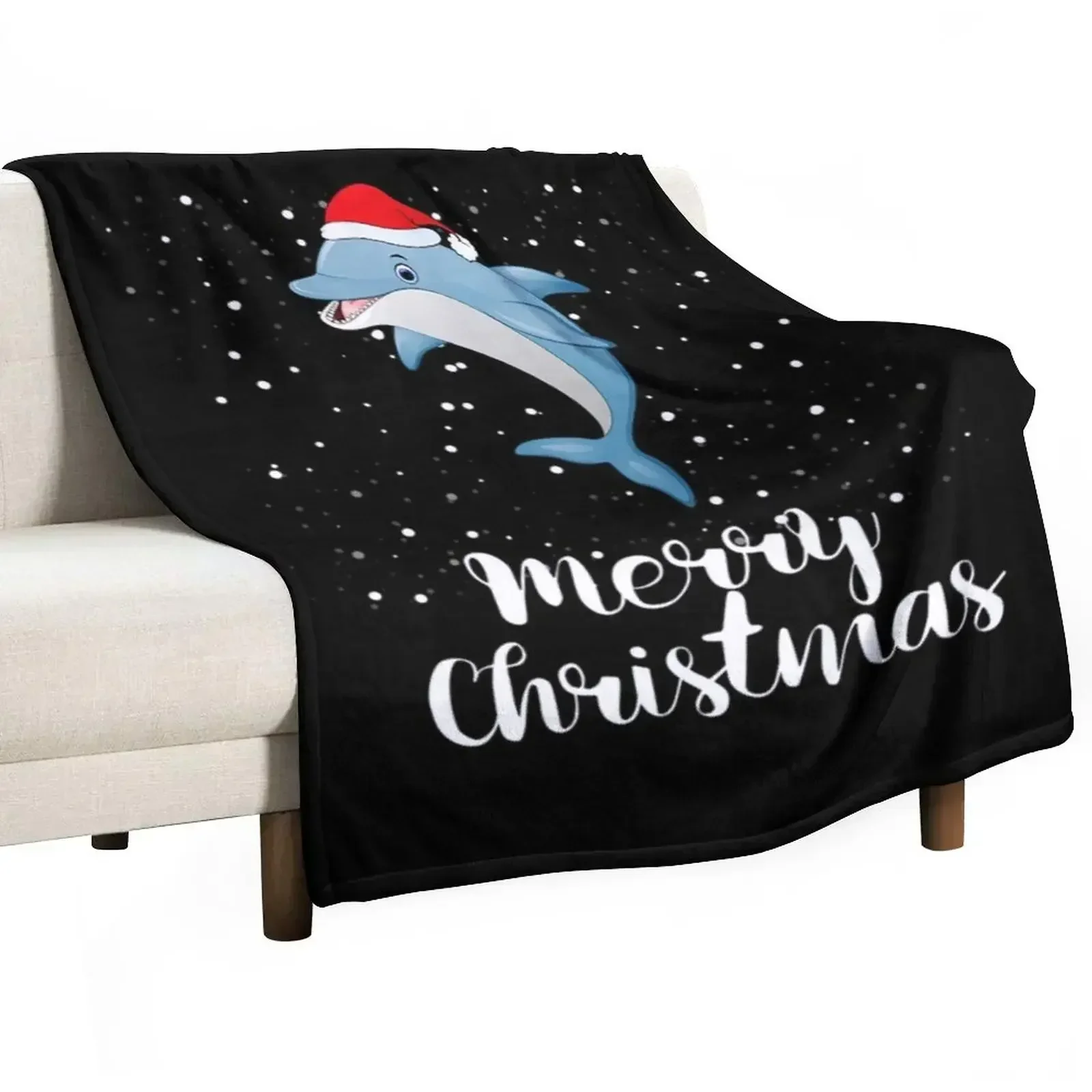 

Merry Dolphin Christmas Throw Blanket Bed linens Luxury Bed covers Comforter Blankets