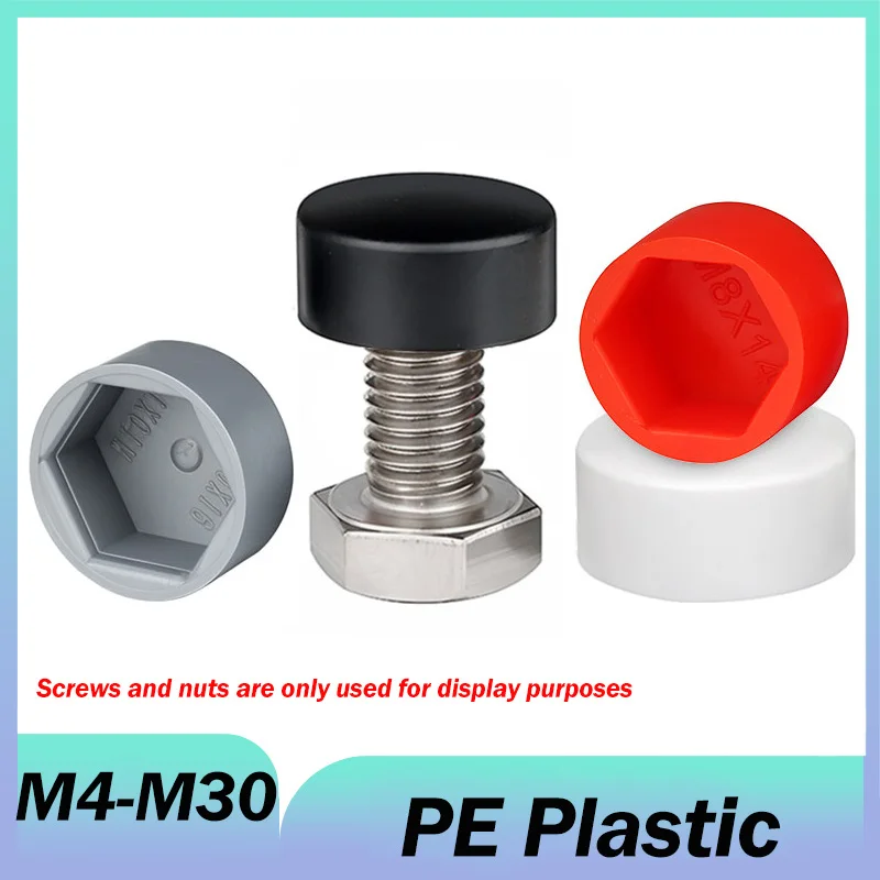 Plastic Protective Cap PE Nut Cap Cover M4 M5 M6 M8 M10 M12 M14 M16 M18 M20~M30 Hexagonal Screw Decorative Cap Dust-Proof Cover