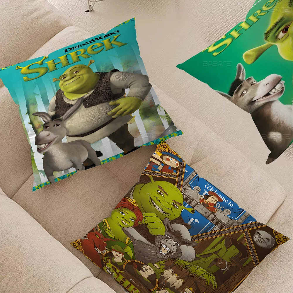 Cartoon Funny S-Shrek Pillow Cover For Bedroom Room And Living Room Sofa Decorative Cushion Cover