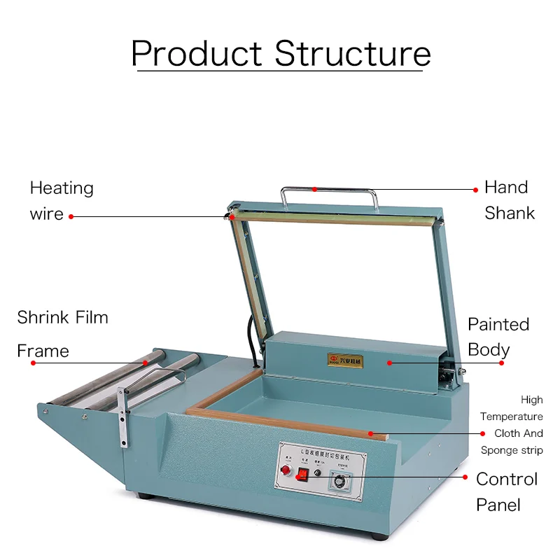 DUOQI 380L L-type Plastic Bags Sealing Cutting Machine Manual Type Pouch Sealing Packing Machine for Food