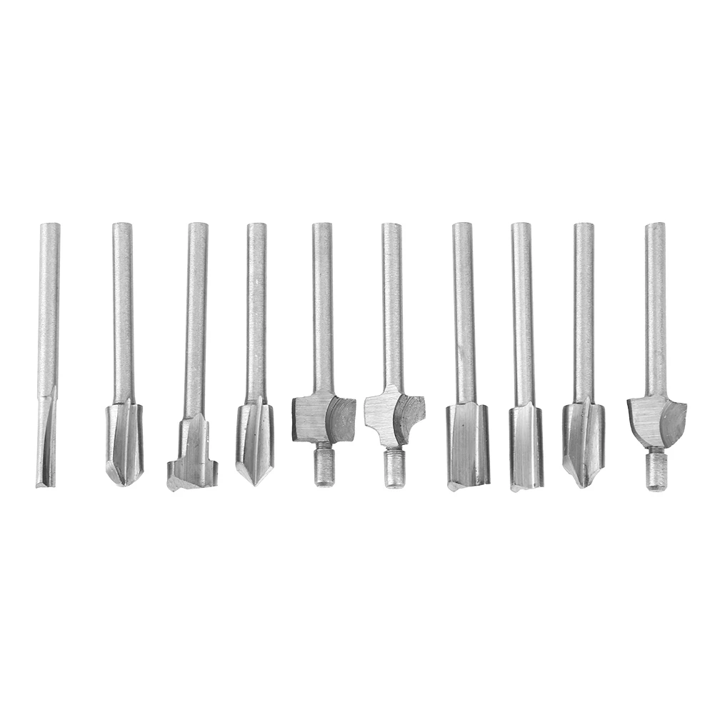 10Pcs Grinding Milling Cutter Flush Trim Bit Woodworking Electric Trimming Machine Accessories