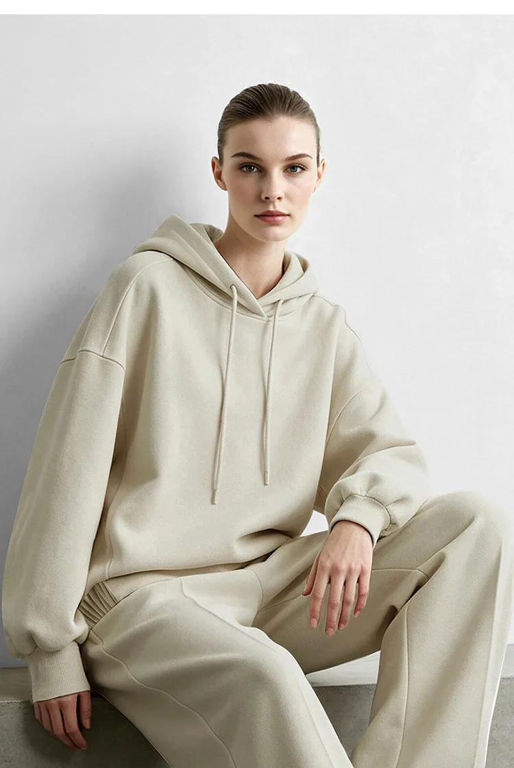Amii Hooded Pullover Sweatshirt Drawstring Drop Shoulder Loose Fit Slimming Casual 2026 Winter Women's Clothes 12624037
