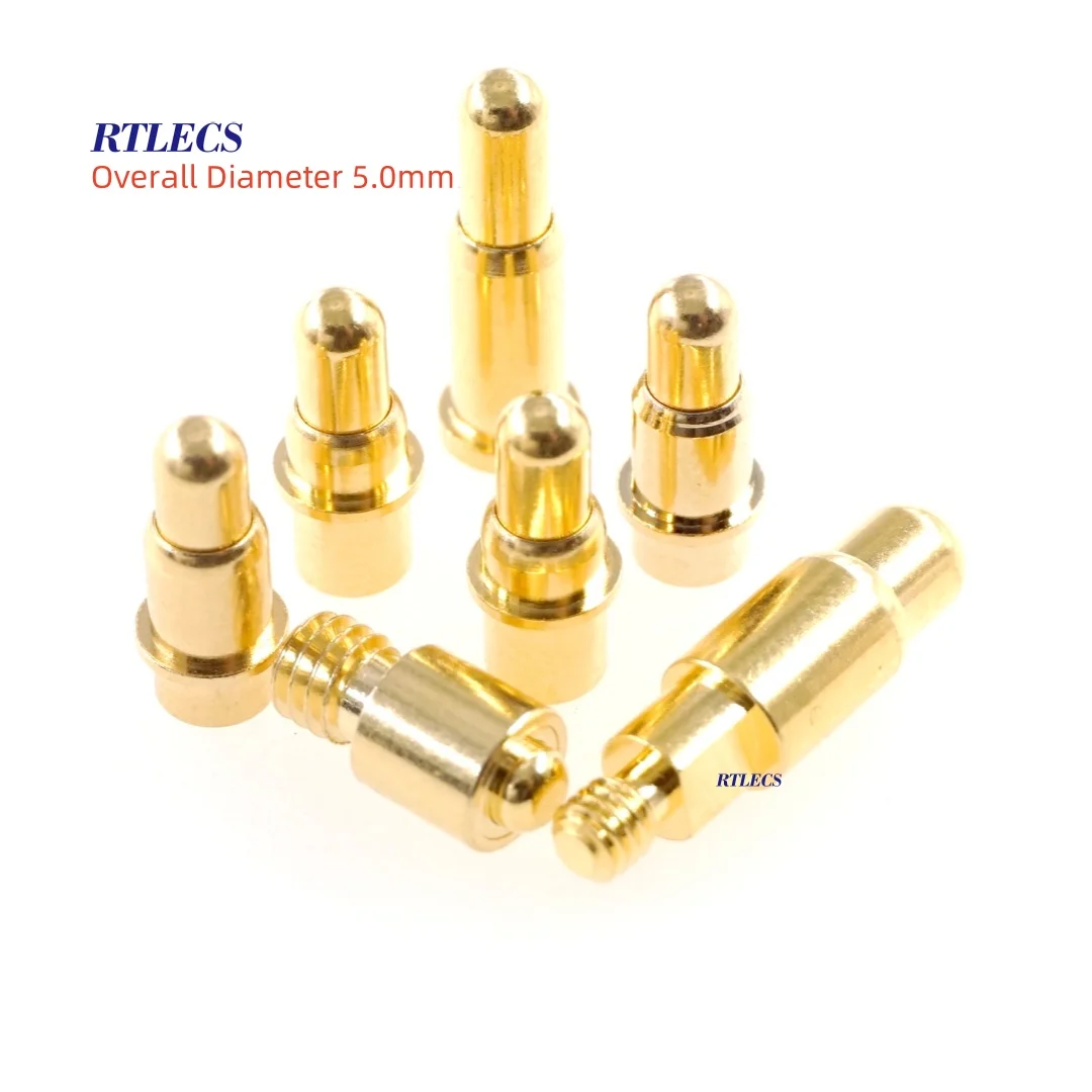 1 5 20 100 Piece Overall Diameter OD5.0 MM Spring-Loaded Pogo Pin DIP SMD Screw Mount Hight Current 2A 3A 5A 20A Gold Plated