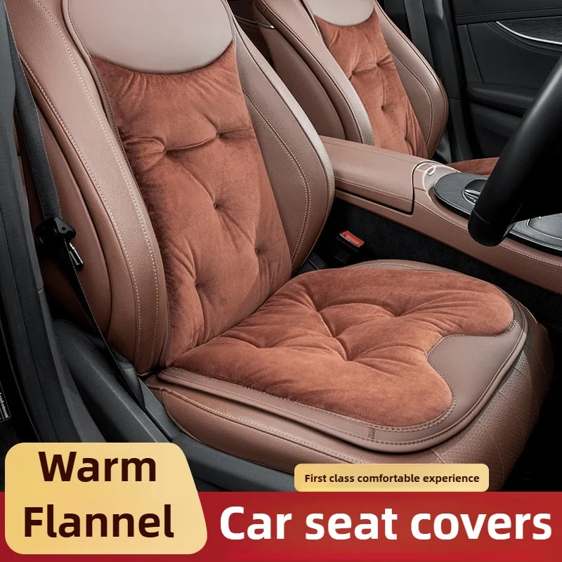 Warm Flannel Car Seat Cover Autumn Winter Universal Short Plush Seat Covers Car Accessories Interior Car Seat Protector Full Set
