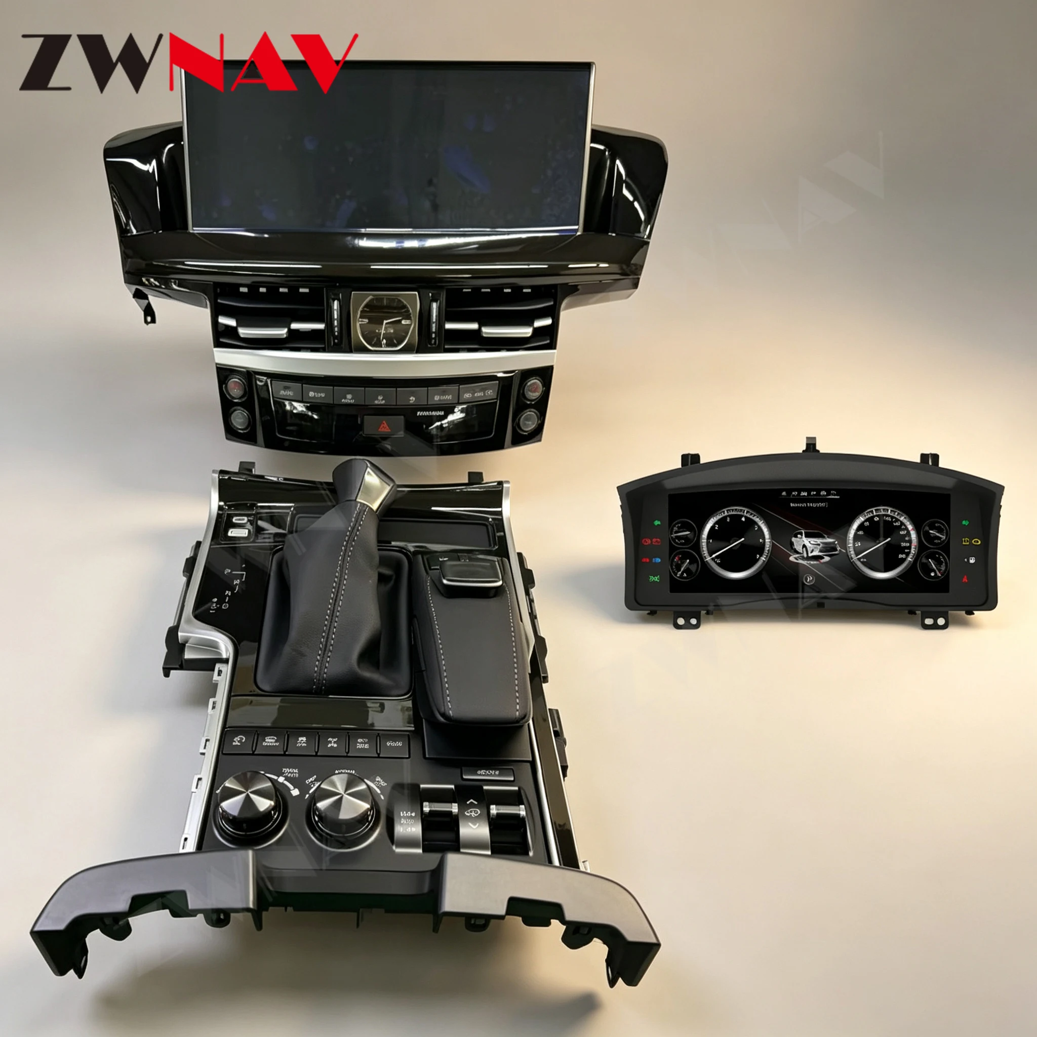 Full Kit For Lexus LX570 2007-2015 Carplay Head Unit Navigation Screen Dashboard Panels Steering Wheel Upgrade Center Console
