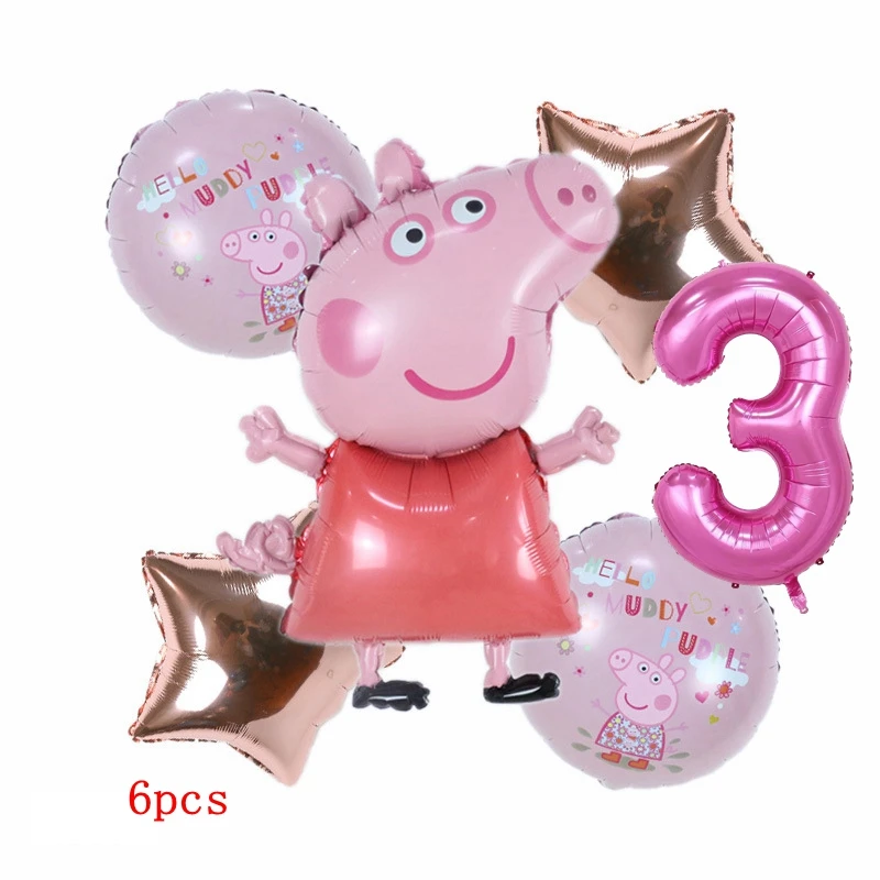 0-9 jaar oude Peppa Pig Pagina Anime Meisje Verjaardagsfeestje Ballon Achtergrond Decoratie Mobiele pop Speelgoed Meisje Roze Vakantiecadeau