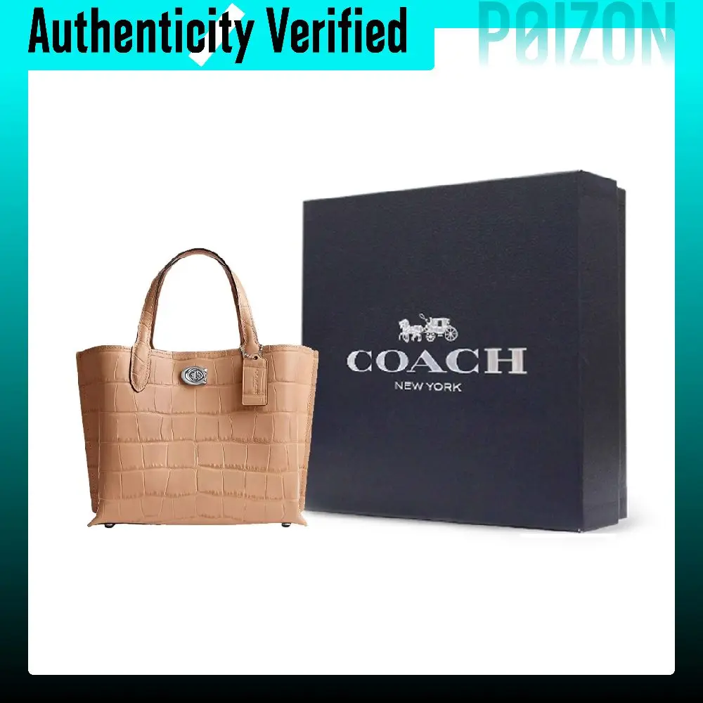 COACH Willow Crocodile Embossed Leather Bucket Bag, Tote Bag, Shopping Bag, Crossbody Handbag Medium Women's C8632-LHWG7