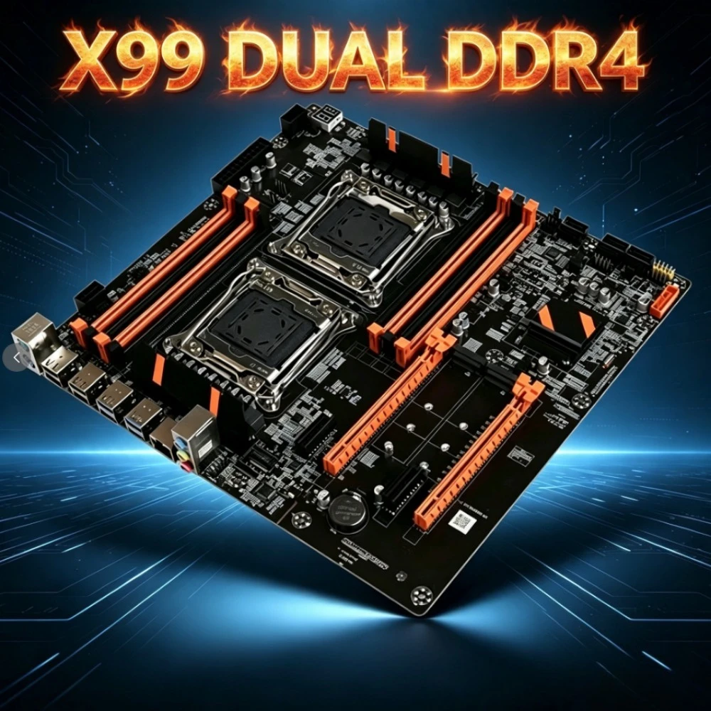X99 Dual CPU Motherboard Processor LGA2011-3 E-ATX USB2.0/3.0 SATA3.0 NVME M.2 8*DDR4 DIMM Support Xeon Processor Slot 2011-3
